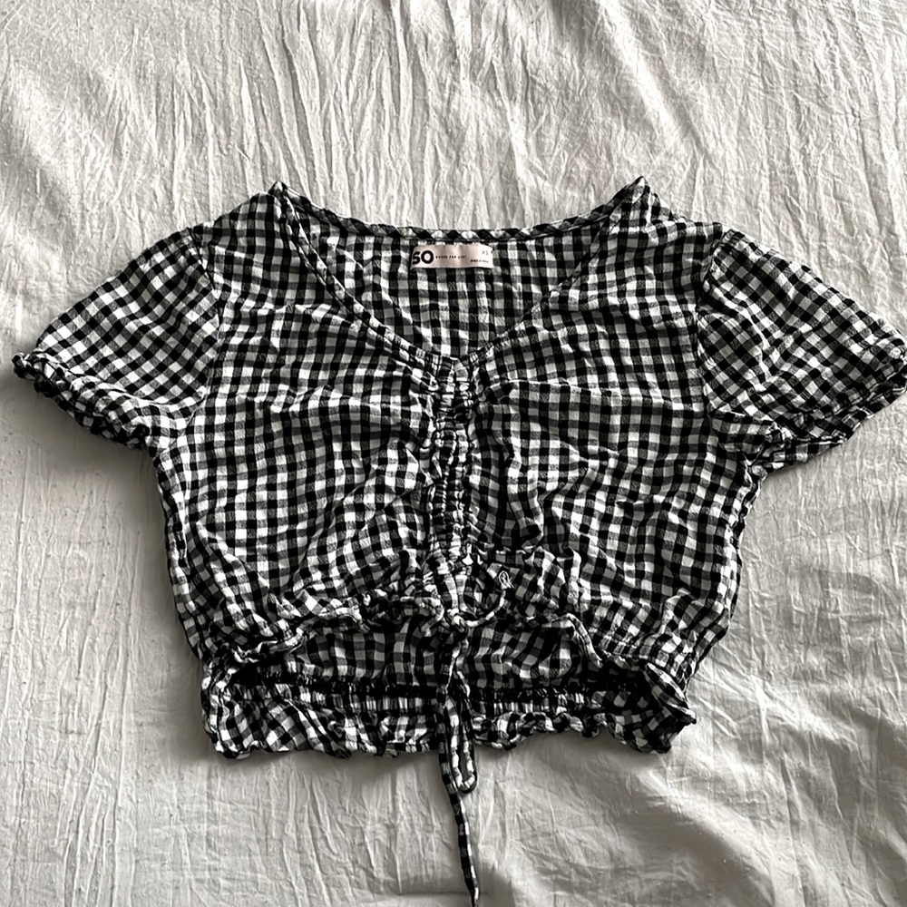 Gingham Pattern Middriff Top